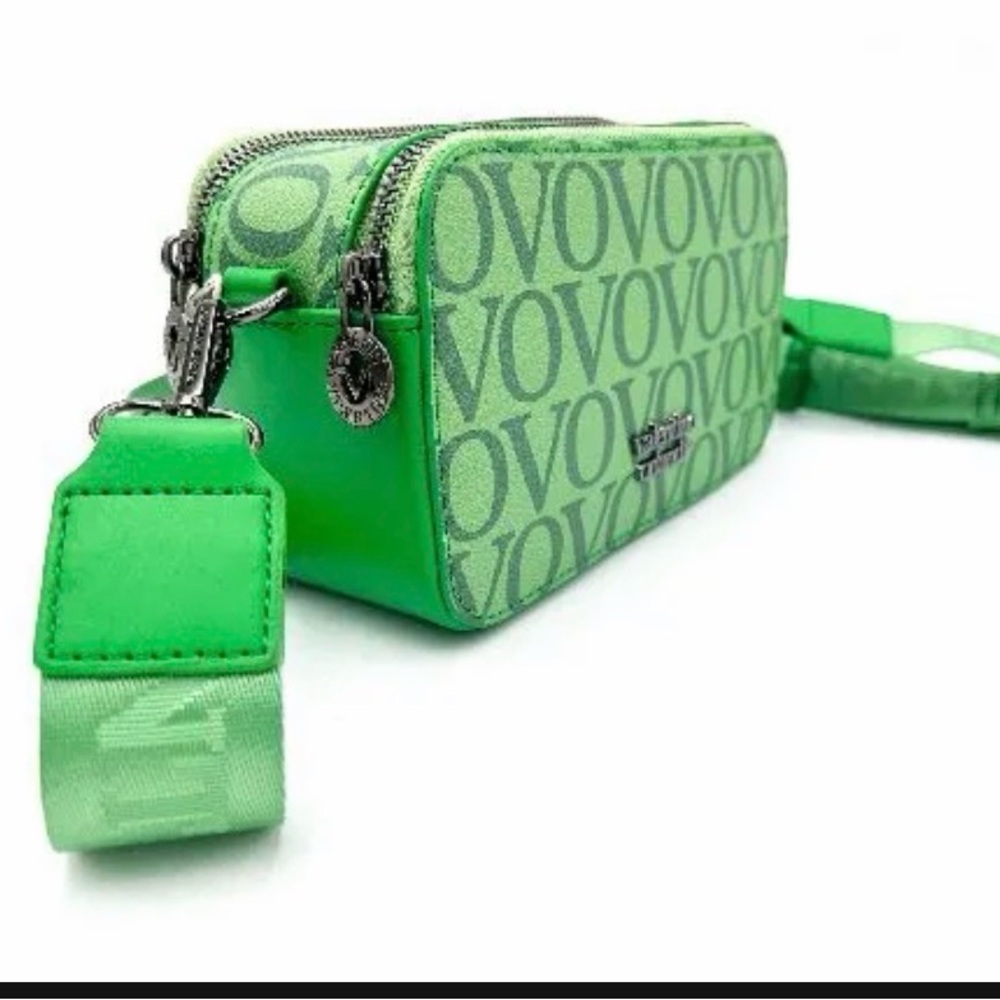 Valentino Orlandi Double Zip Camera Bag w/Adjstable Brand Strap Lime Green